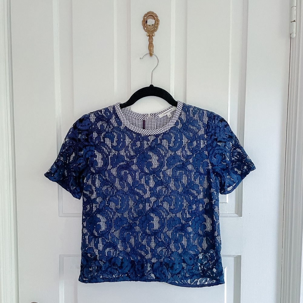 Carven Lace And Gingham Top